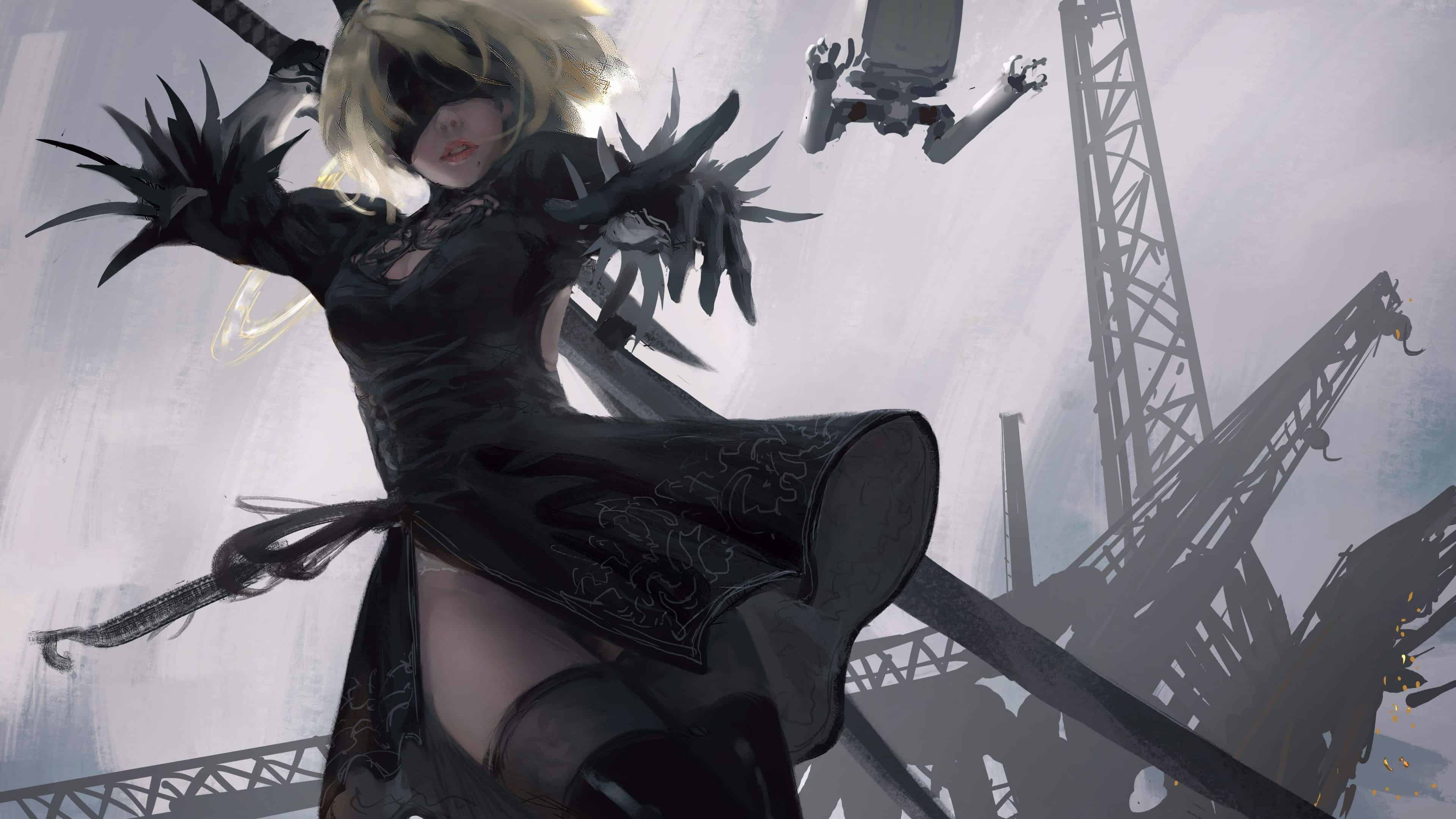 Cyberpunk 2077 Girl Samurai Jacket Nier 2B HD 4K Wallpaper #8.2207