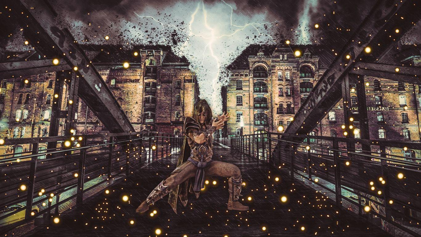 1366x768 Download wallpaper 1366x768 magician, sorcerer, art