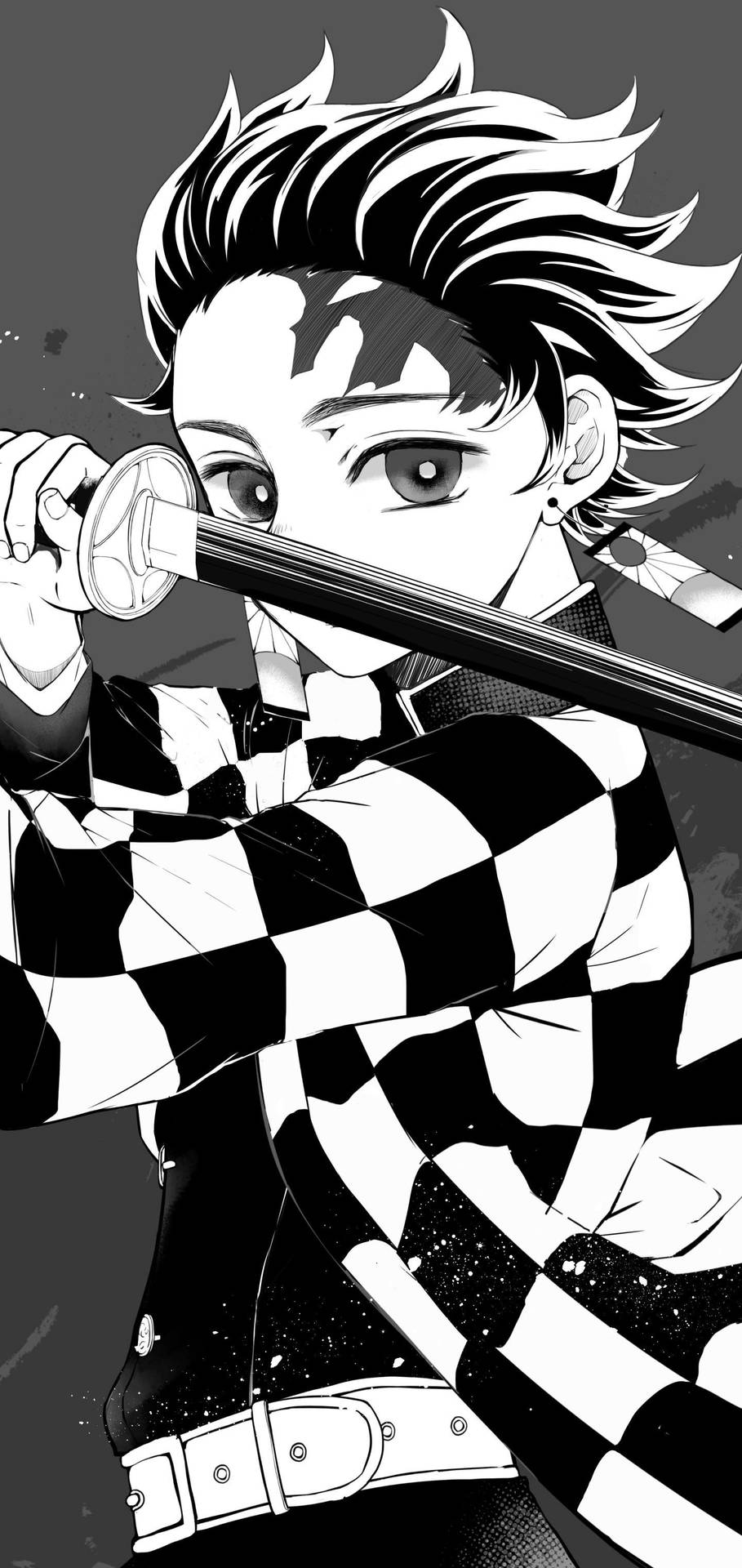 909x1920 Tanjiro Kamado In Black And White