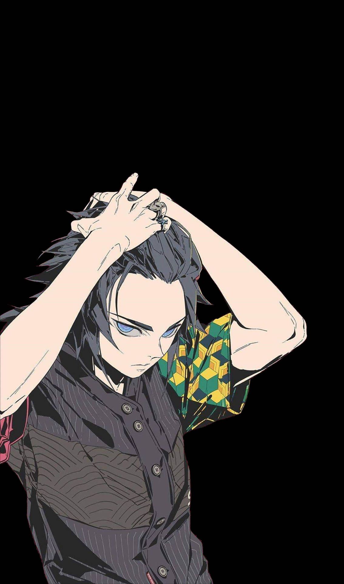 1133x1920 Black Anime Tanjiro Kamado Wallpaper