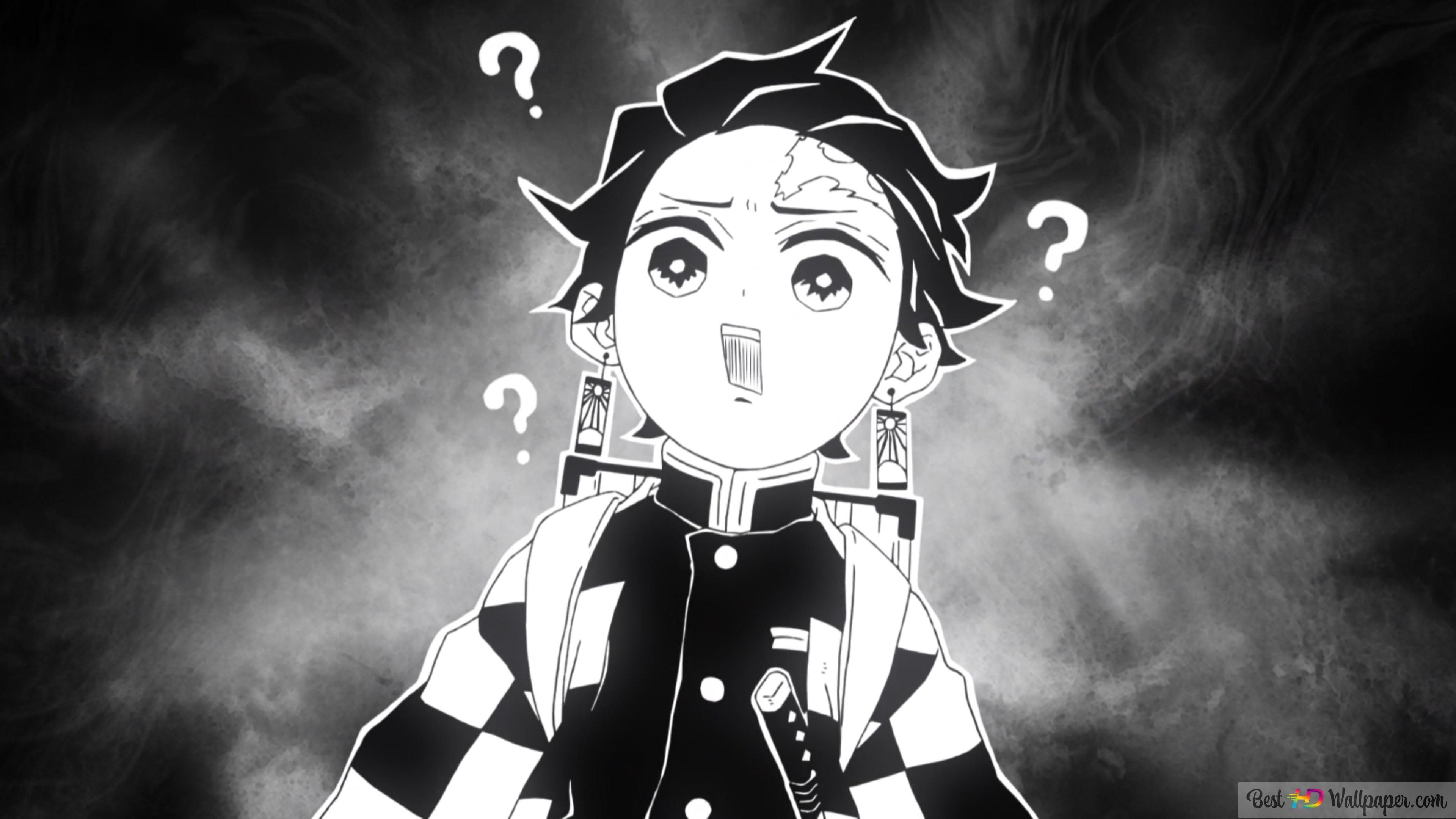 3840x2160 Tanjiro Kamado Black And White