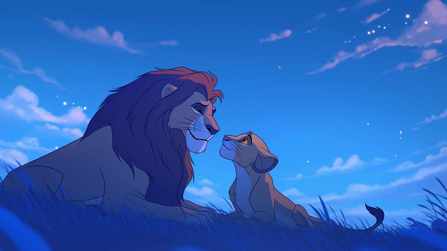 1536x864 Free Lion King Mufasa Simba Night Sky Desktop Wallpaper