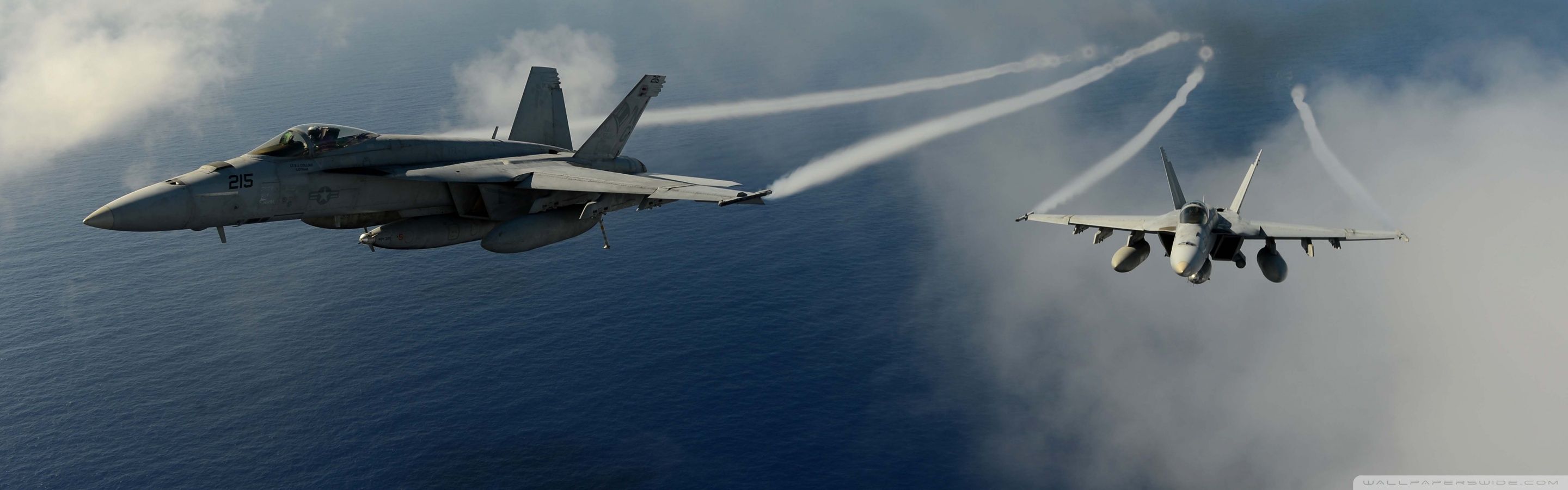 2880x900 Military Aircrafts Flying Over Pacific