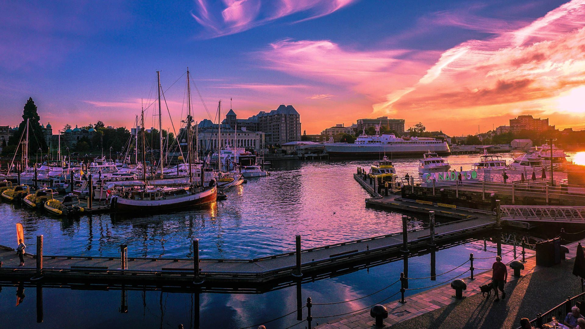 1920x1080 Canada Victoria Harbour Sunset