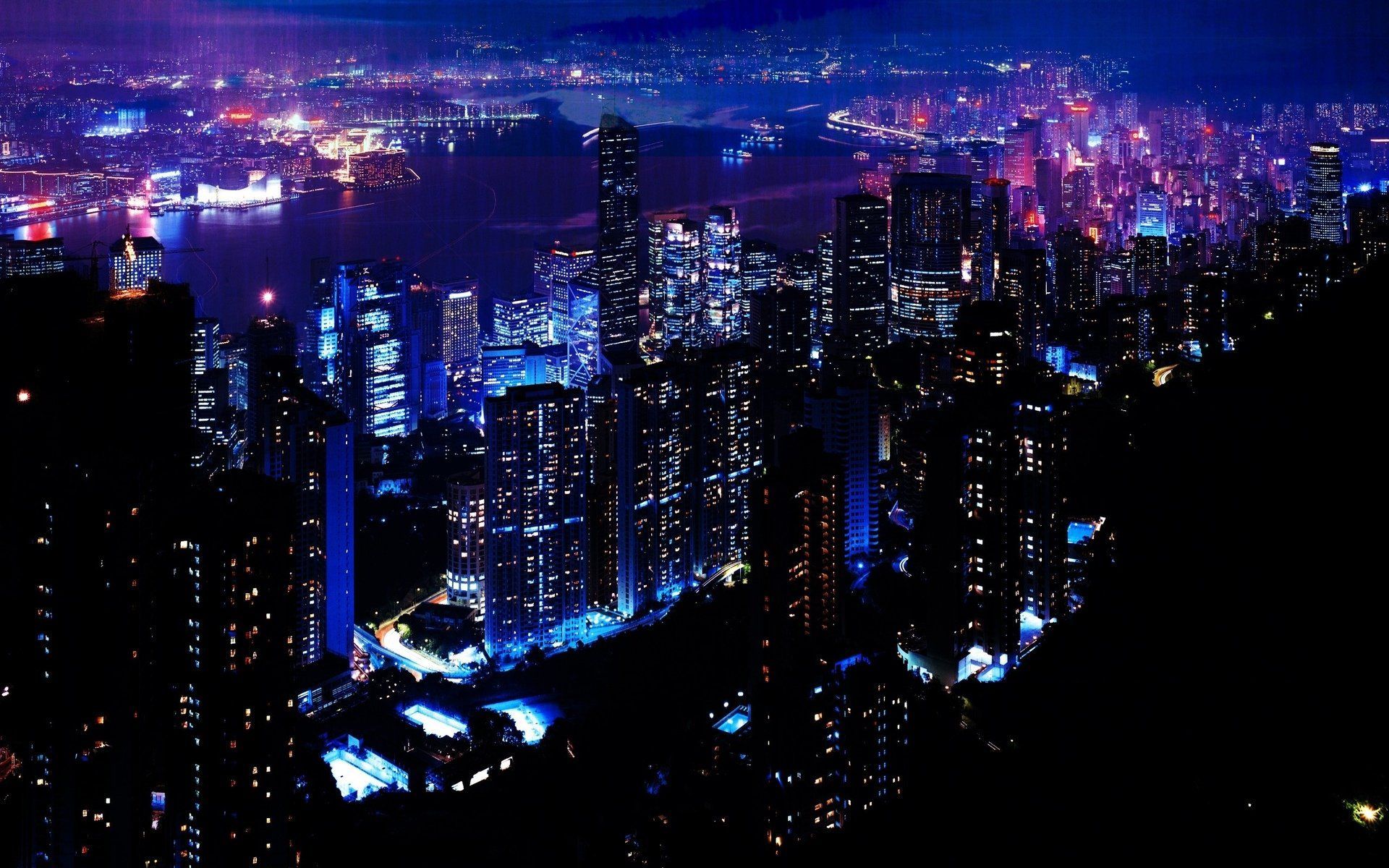 1920x1200 Nightscape: Victoria Harbour HD Wallpaper