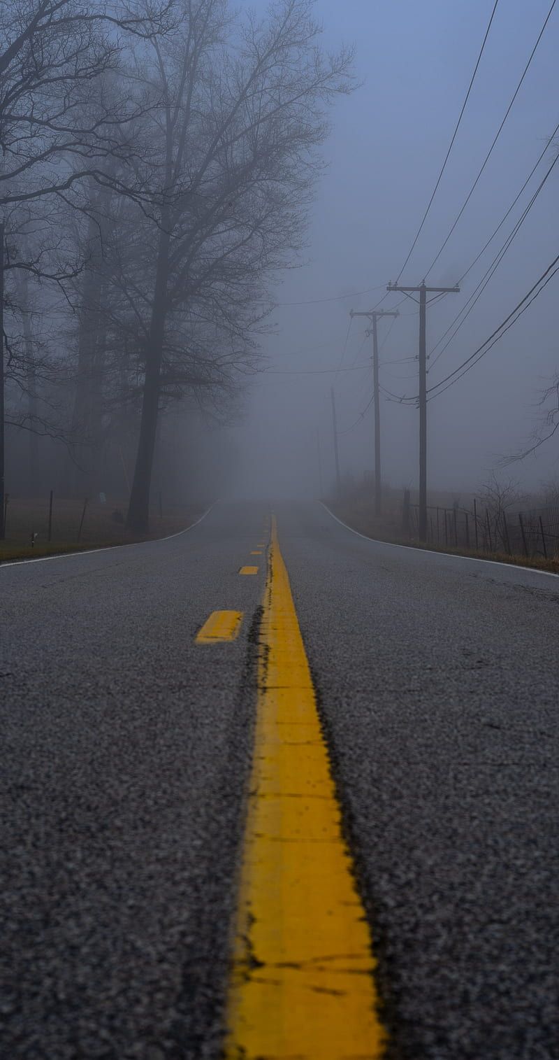 800x1515 Concrete road during foggy weather, HD