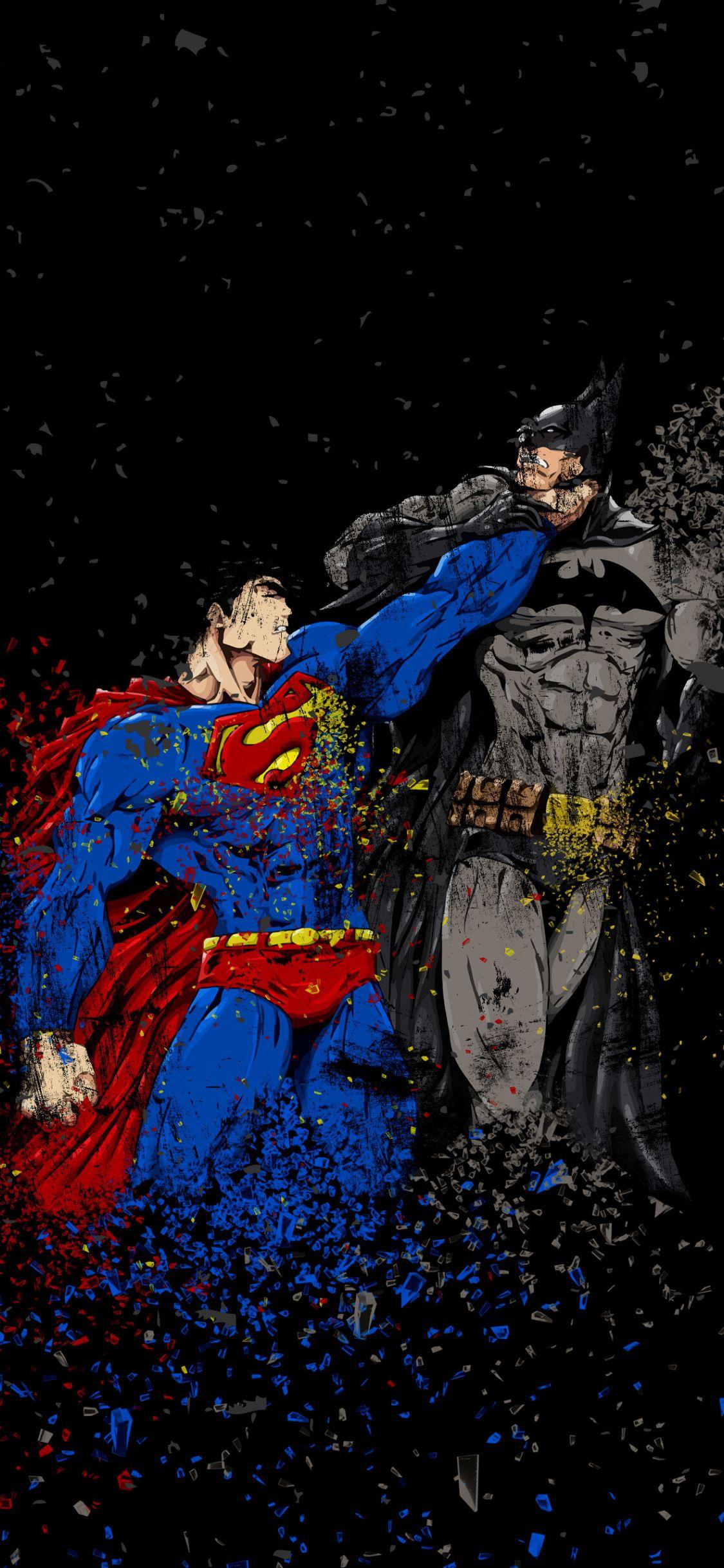 1125x2436 Batman Vs Superman, Ruggon Style, Art, Wallpaper