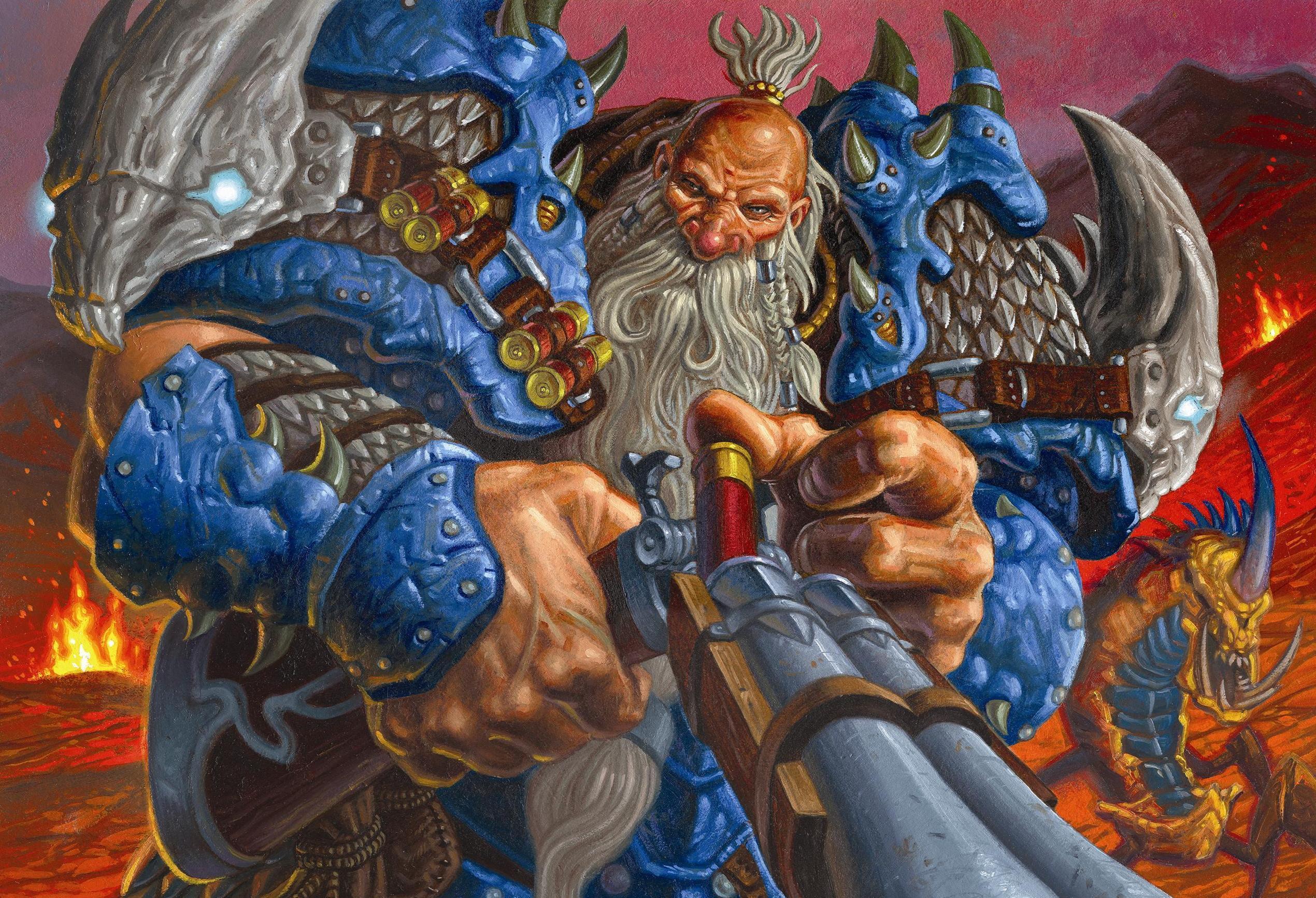2540x1733 art, lava, the gun, beard, WoW, World