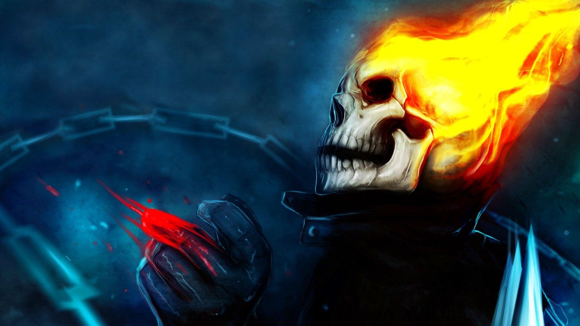 1920x1080 Ghost Rider Skull Wallpaper