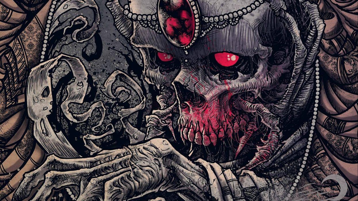1245x700 Dark skull evil horror skulls art artwork skeleton d