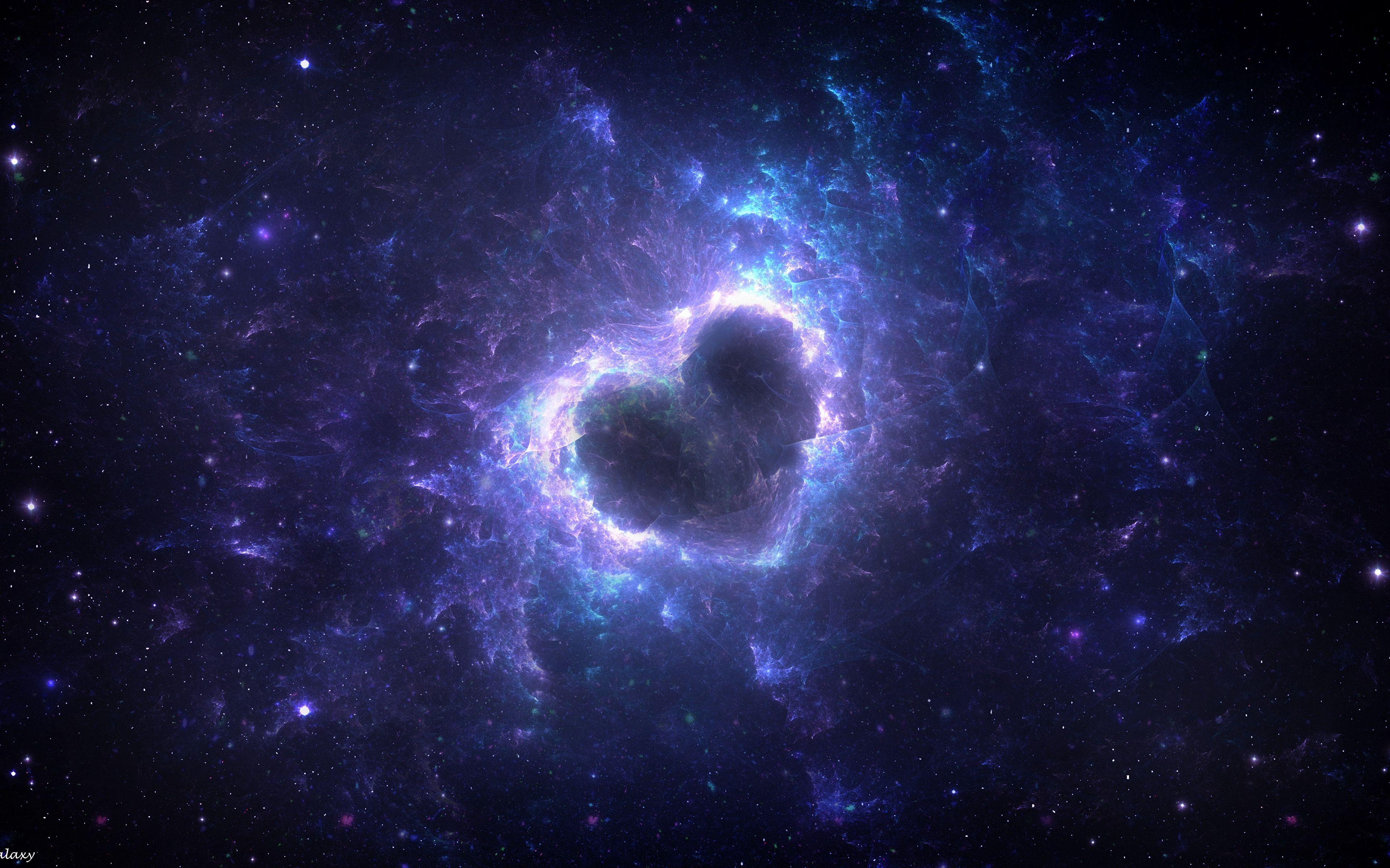 3840x2400 Download wallpaper 3840x2400 nebula, heart, glow, space