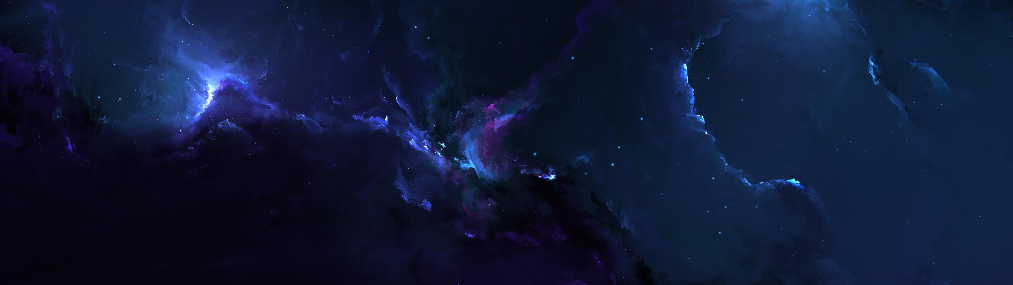 3840x1080 Blurple Nebula 4K wallpaper