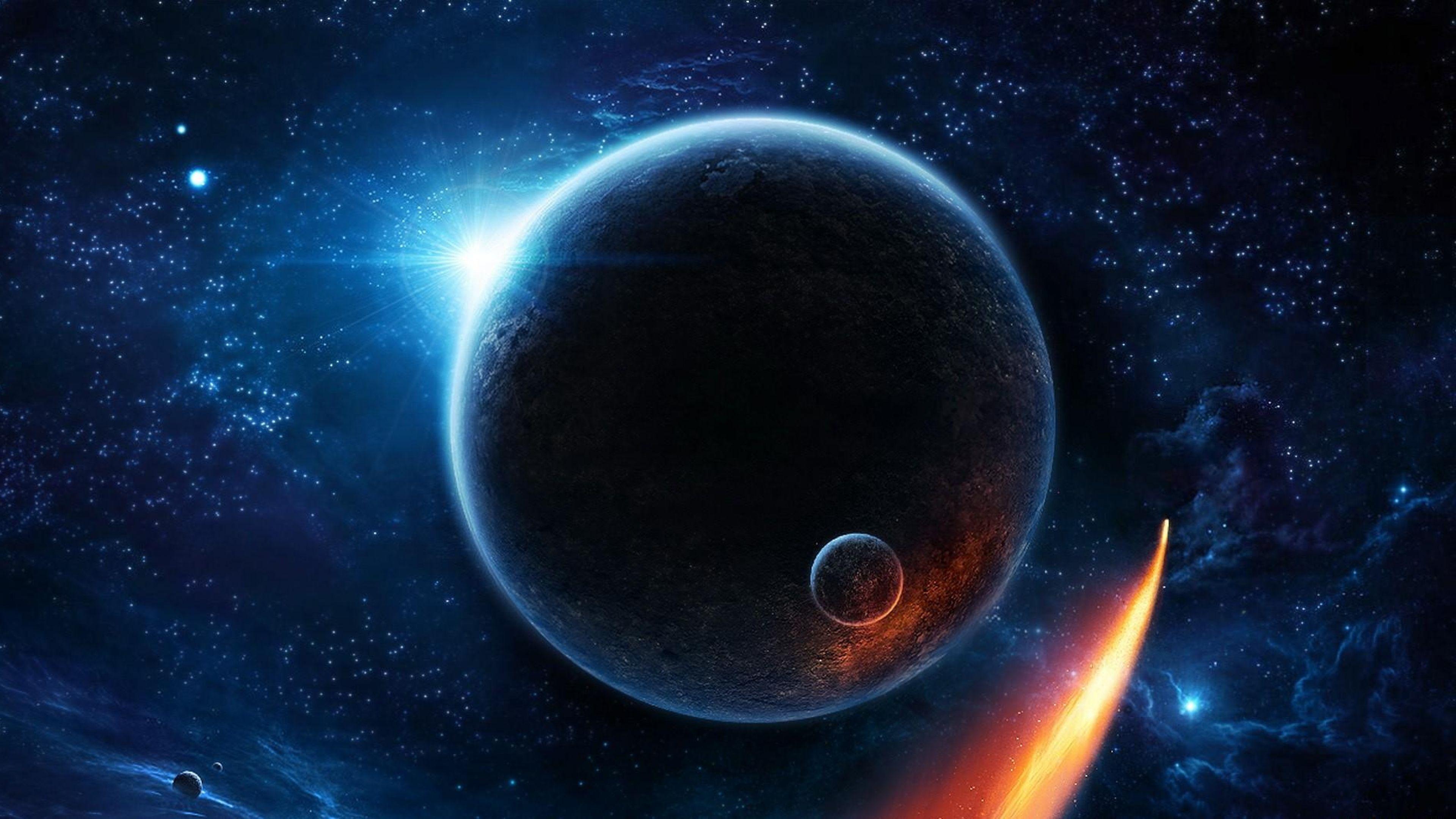 3840x2160 Free download Space Planets Stars Light Nebula Wallpaper