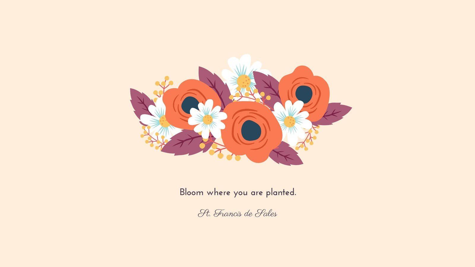 1600x900 Peach Floral Spring Aesthetic Wallpaper