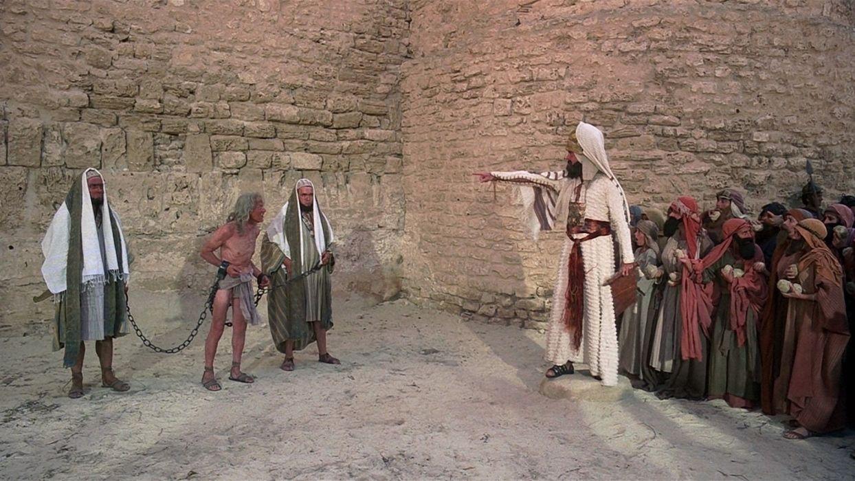 1244x700 Movies Monty Python Jerusalem stoned pointing Life of Brian
