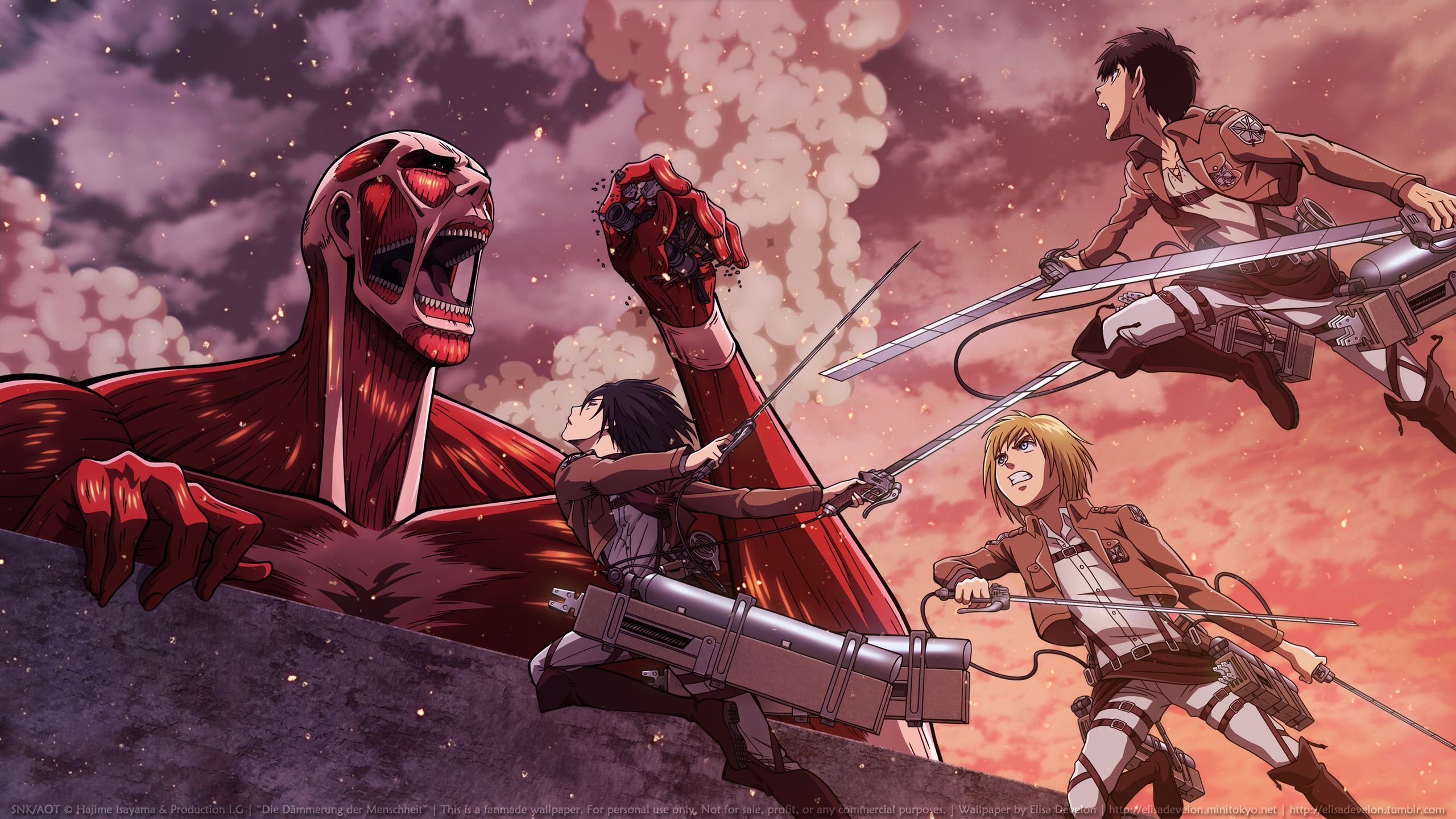 2560x1440 Titan HD Wallpaper: Eren, Mikasa, Armin