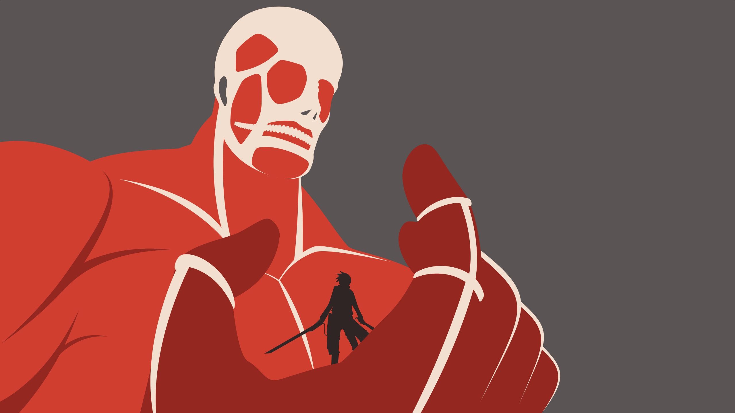 2560x1440 Wallpaper minimalism, soldiers, Titan
