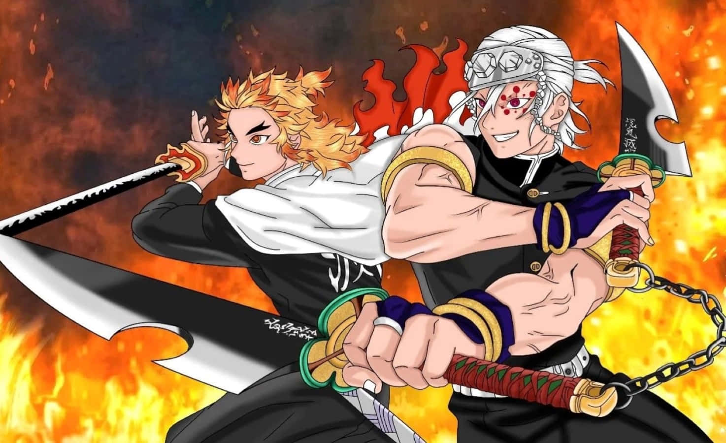 1474x900 Download Rengoku and Tengen posing