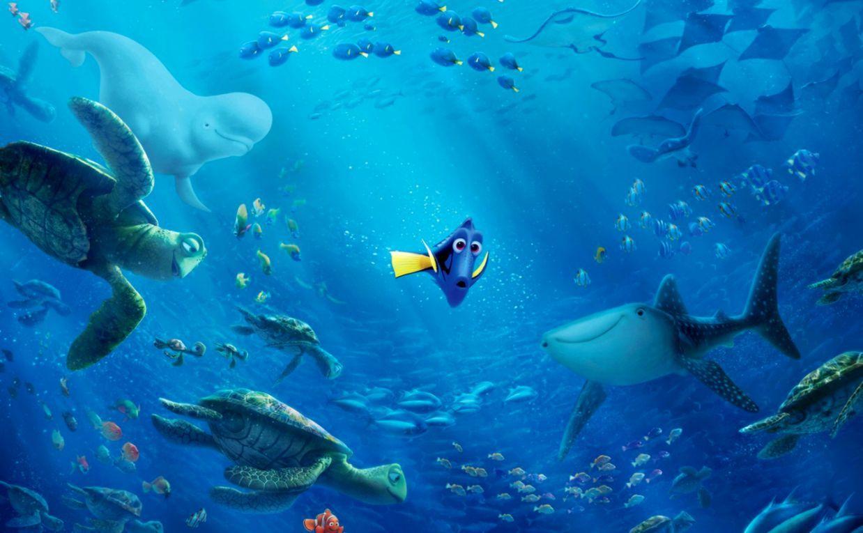 1238x765 Finding Nemo Underwater Fish Sharks Turtles Cartoon HD