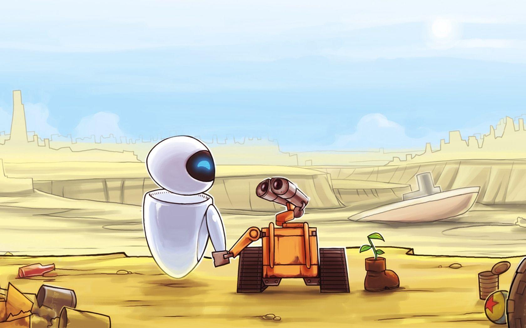 1680x1050 Download Wallpaper 1680x1050 Wall E, Eva, Love, Friendship