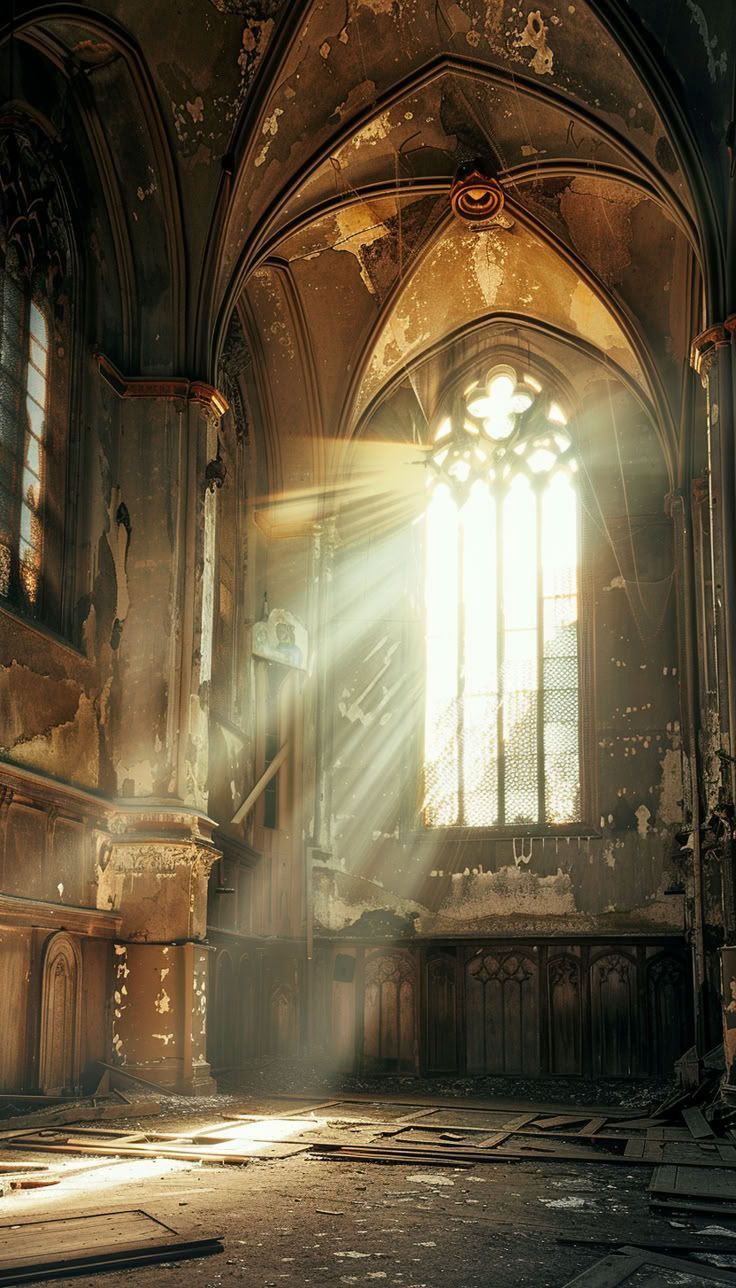 736x1288 Gothic Church Window with Light