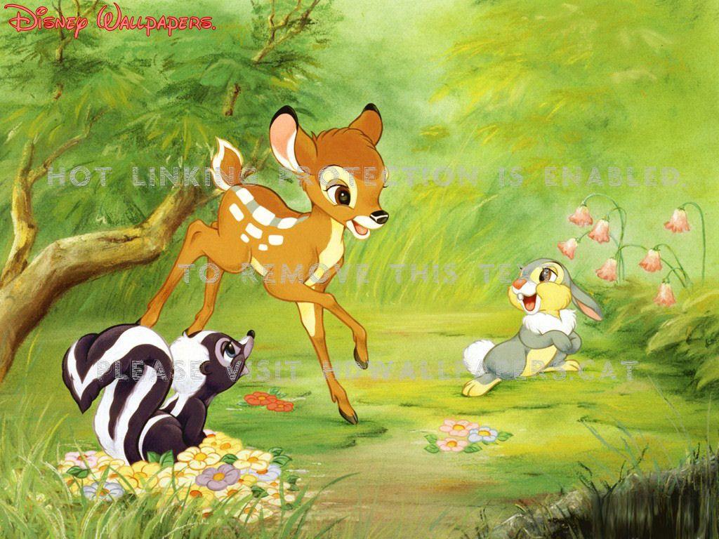 1024x768 bambi & friends flower classic disney skunk