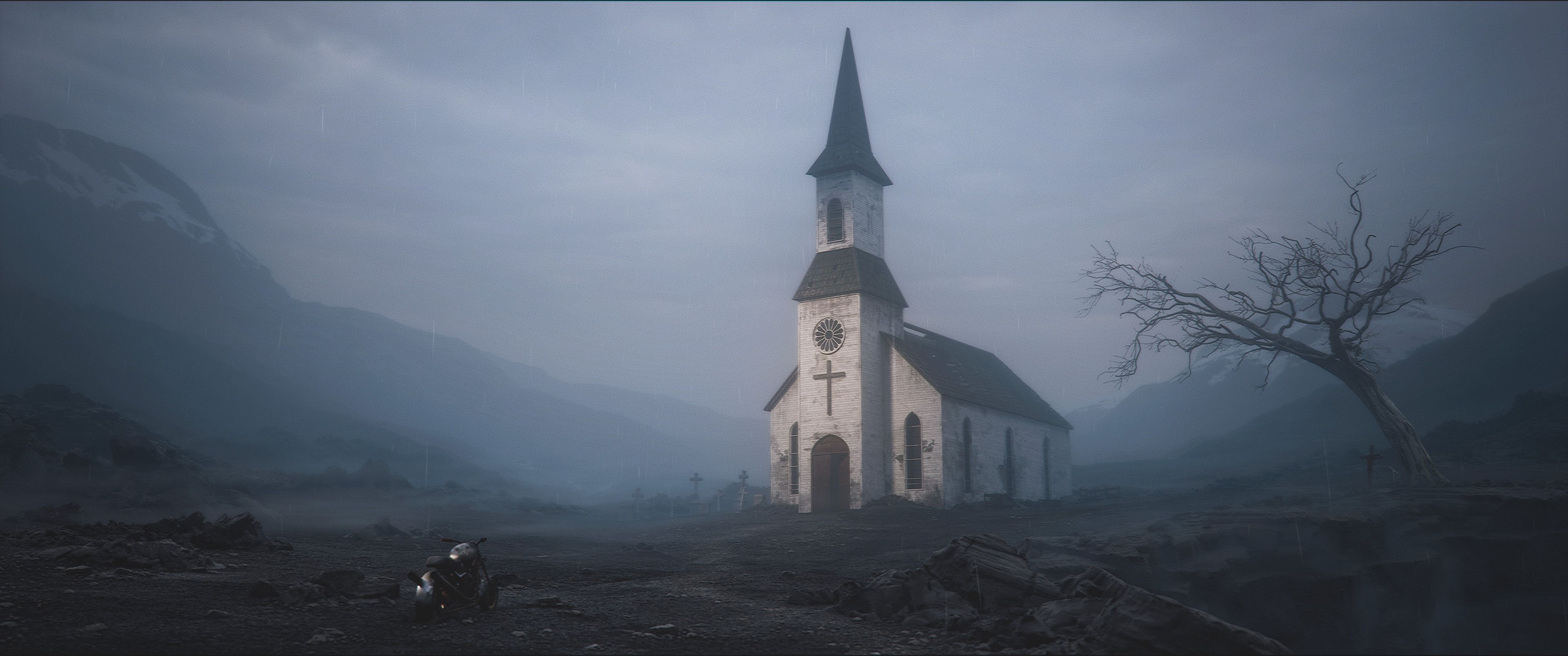 3840x1606 Abandoned church