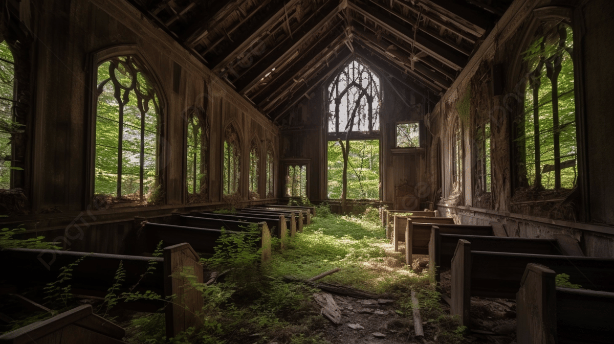 1200x673 Abandoned Church Interior With Pews