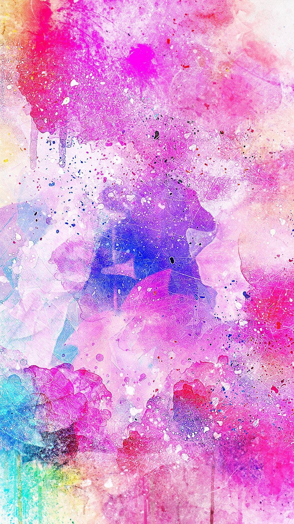938x1668 Download wallpaper 938x1668 watercolor, spots, bright, pink