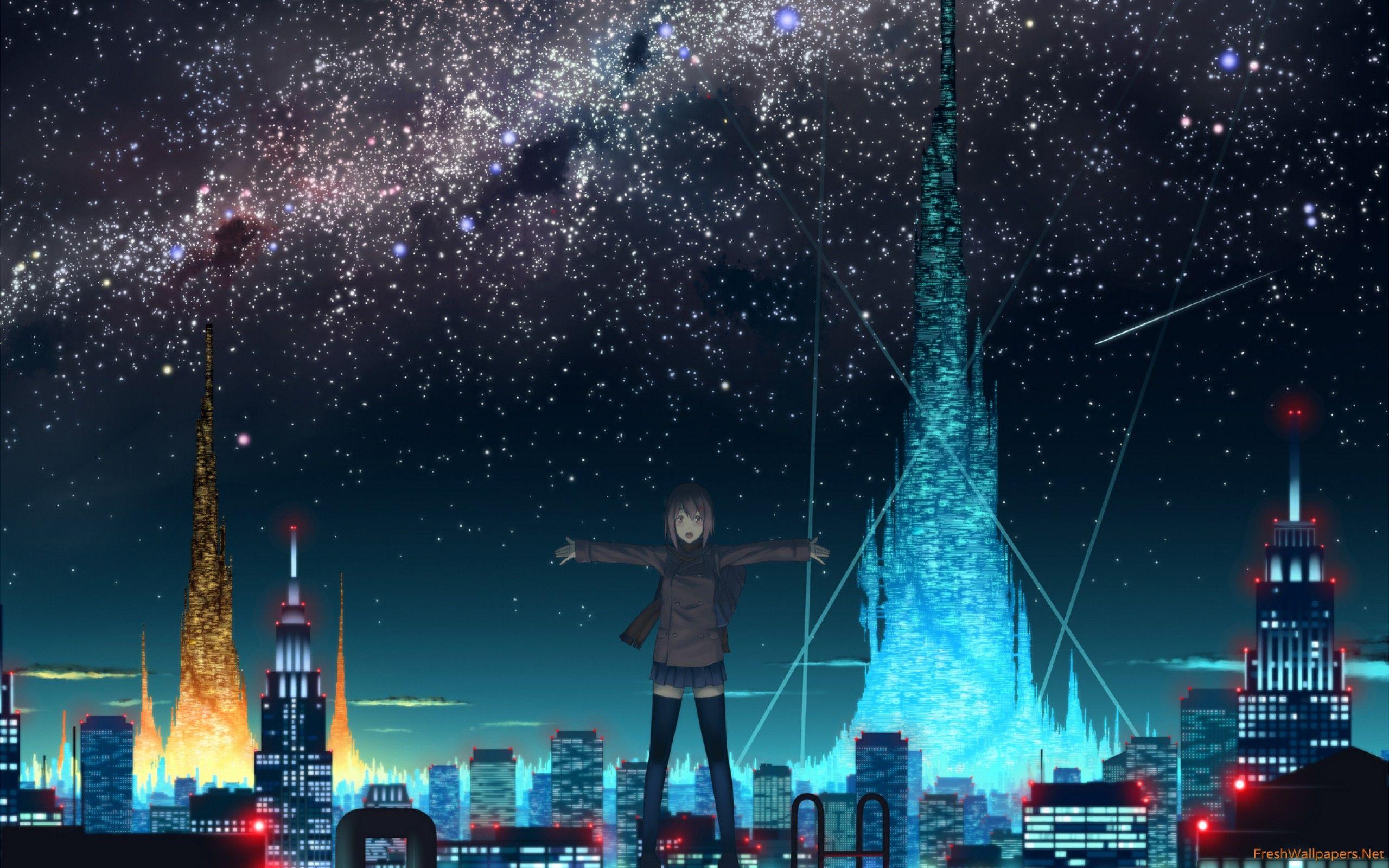 2560x1600 anime city scenery wallpaper