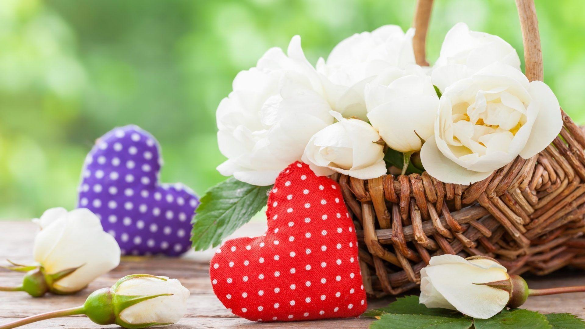 1920x1080 Renatures.com Flowers Table Wicker Summer Basket