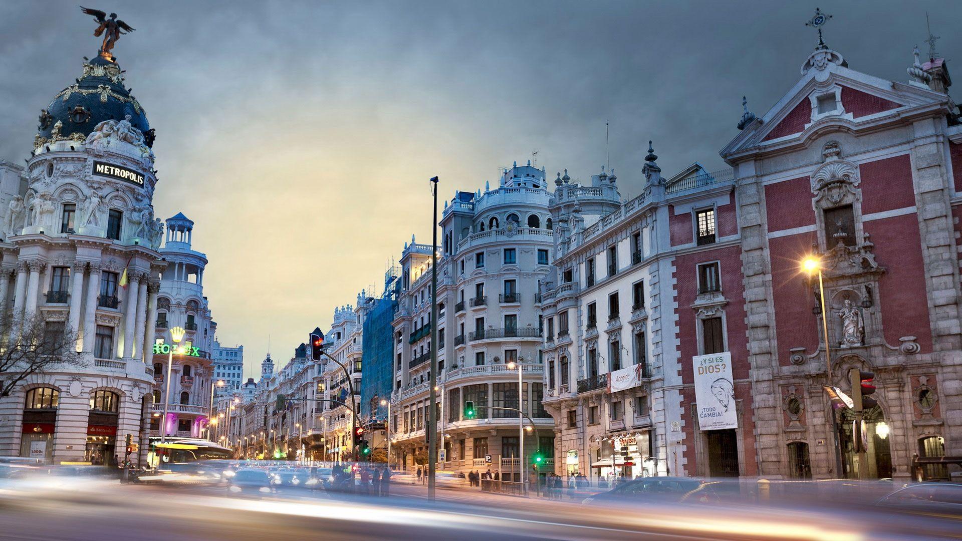 1920x1080 Spanish capital of Madrid, city scenery HD wallpaper