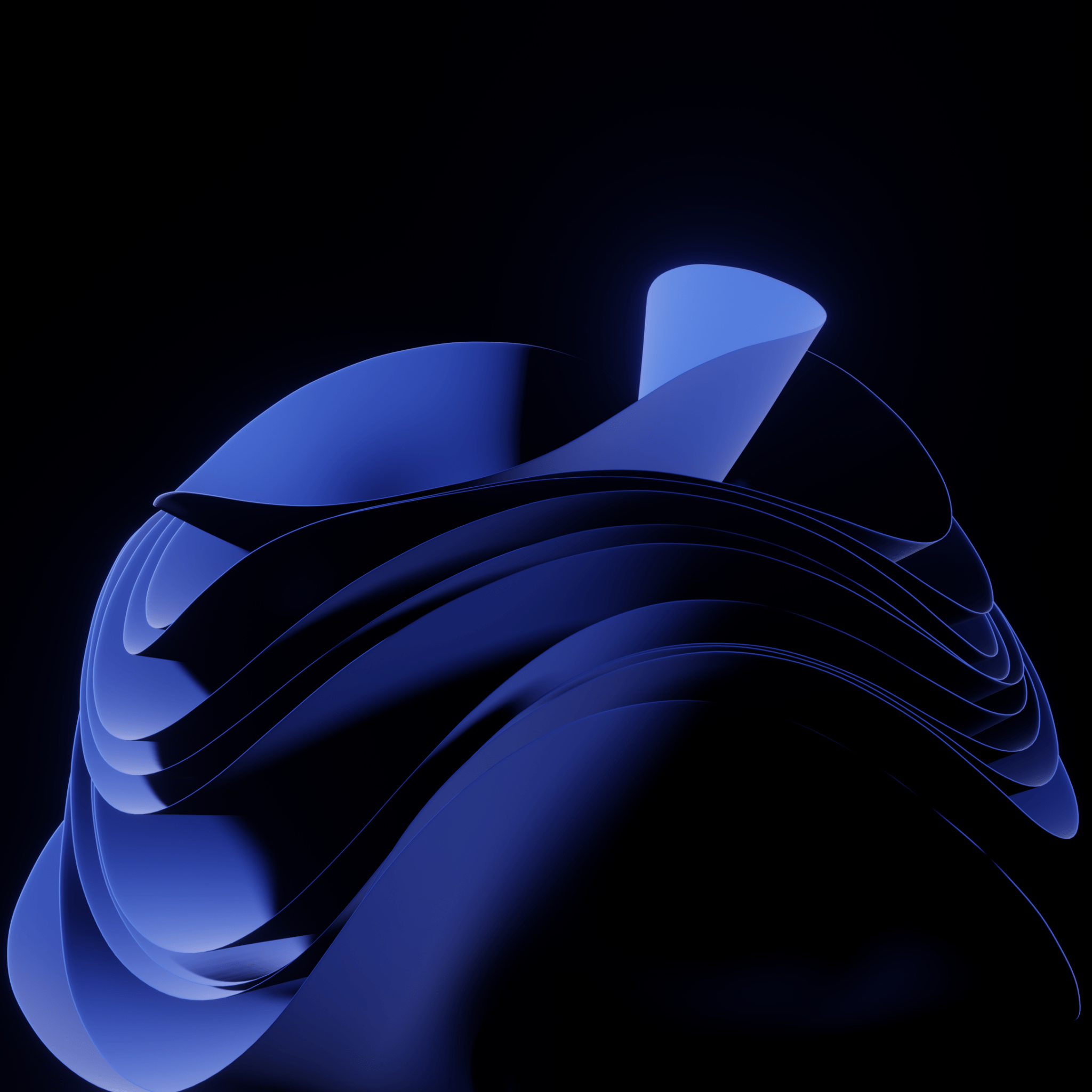 2048x2048 Dark blue Windows 11 Bloom 4K Wallpaper