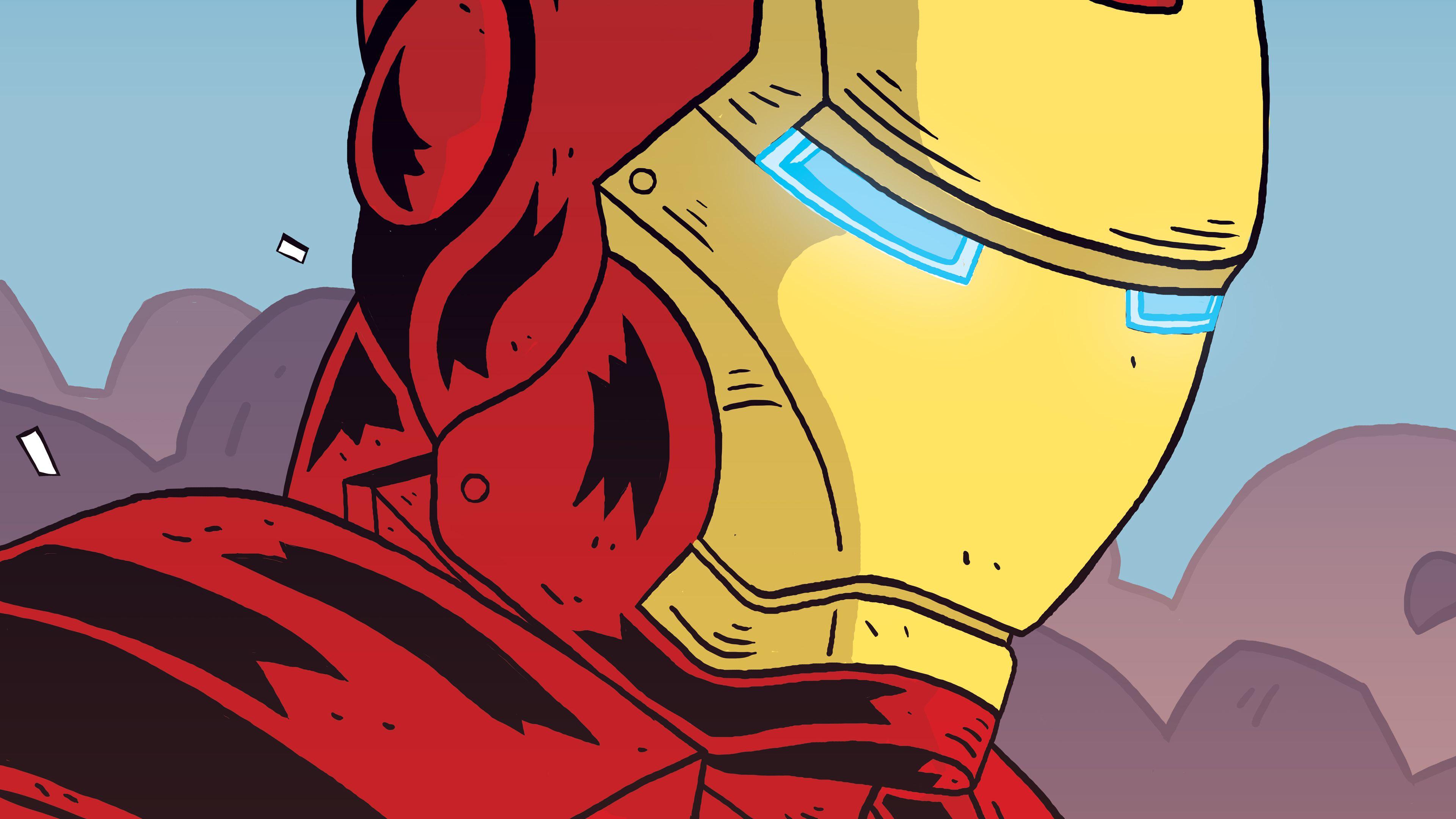 3840x2160 Iron Man Comic Cartoon Art, HD Superheroes, 4k Wallpaper
