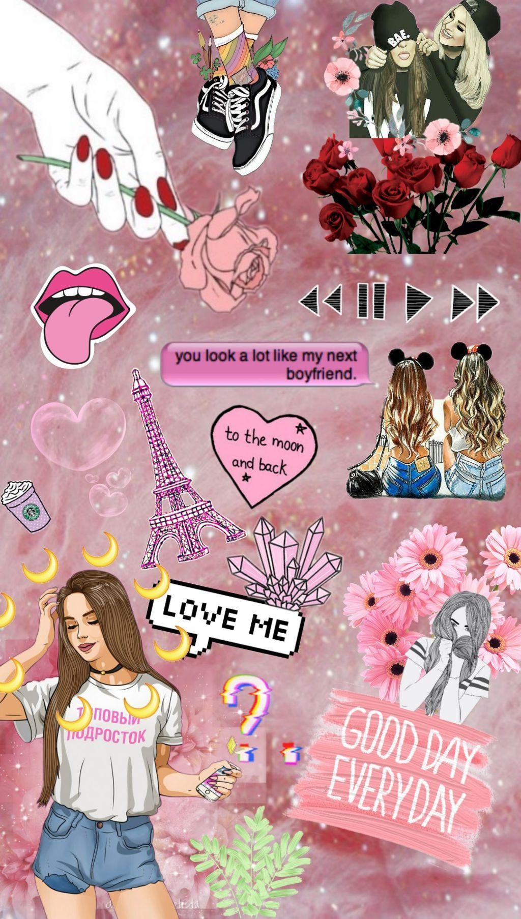 Girly Collage Wallpaper