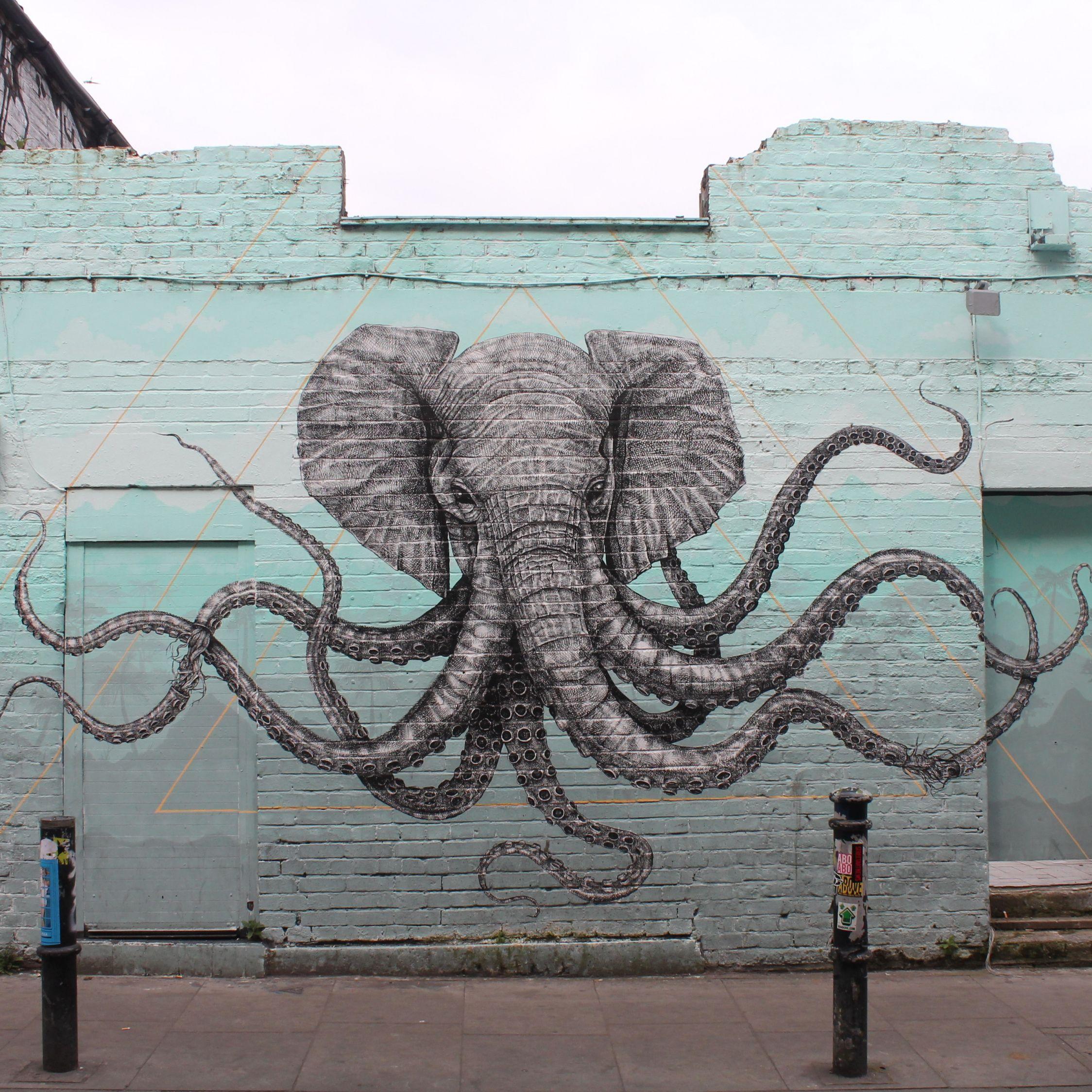2248x2248 Download 2248x2248 wallpaper elephant, octopus, wall art