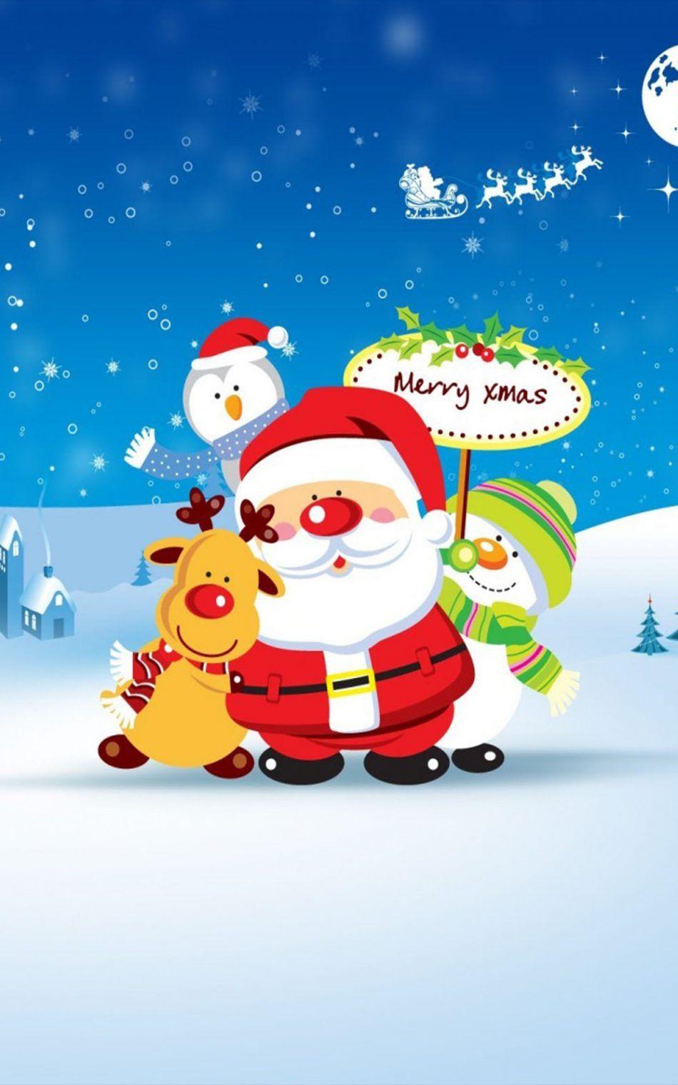950x1520 Free download Download Merry Christmas Santa Cartoon Pure 4K