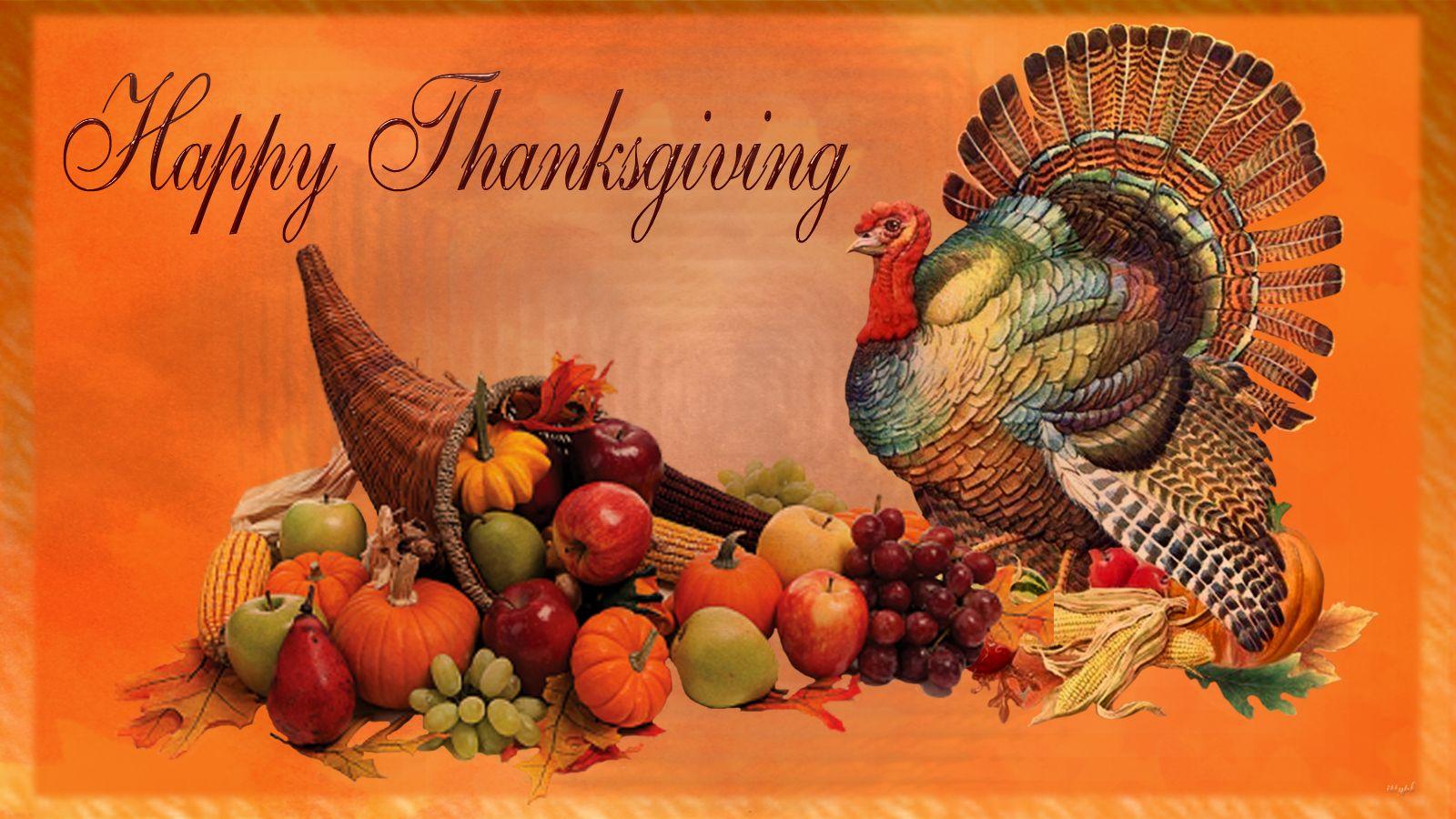 1600x900 Happy Thanksgiving Day Pumpkin Turkey Feast Hd