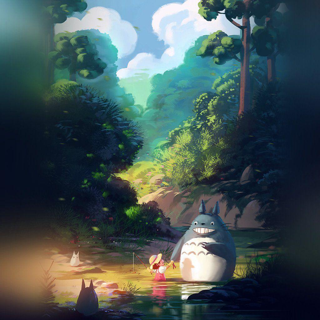 1024x1024 Totoro anime illustration art iPad Wallpaper Free Download