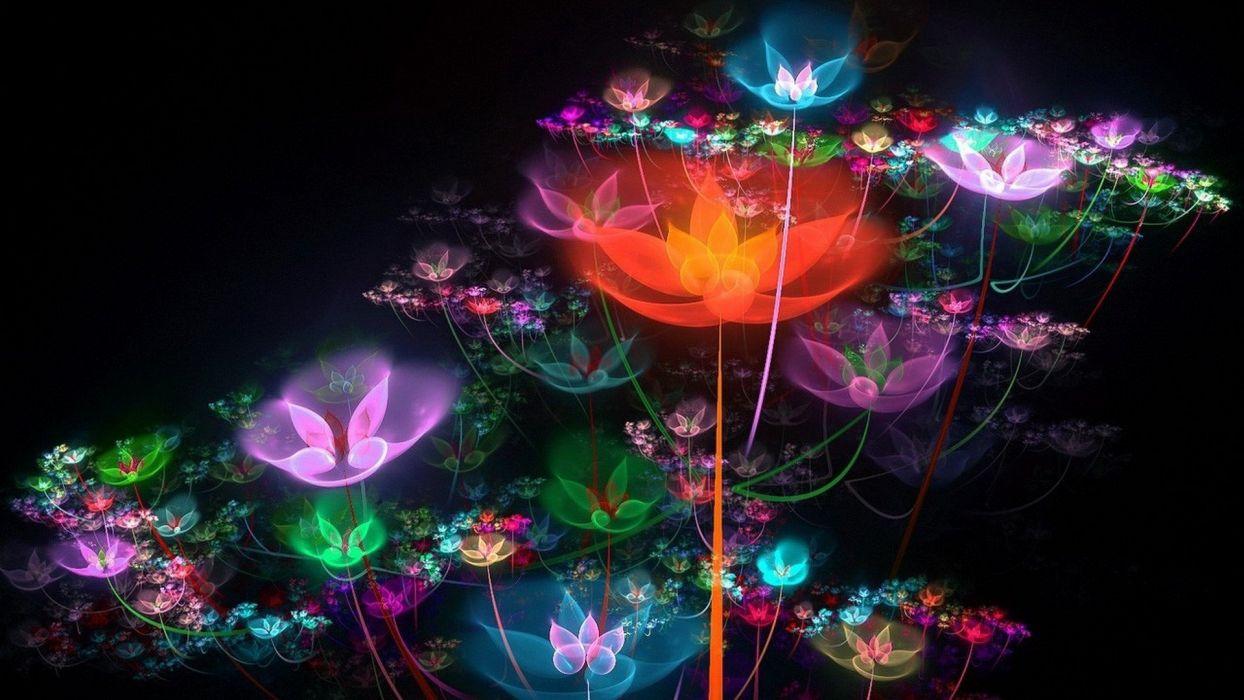 1244x700 Colorful bright flowers sparkles neon wallpaperx1080