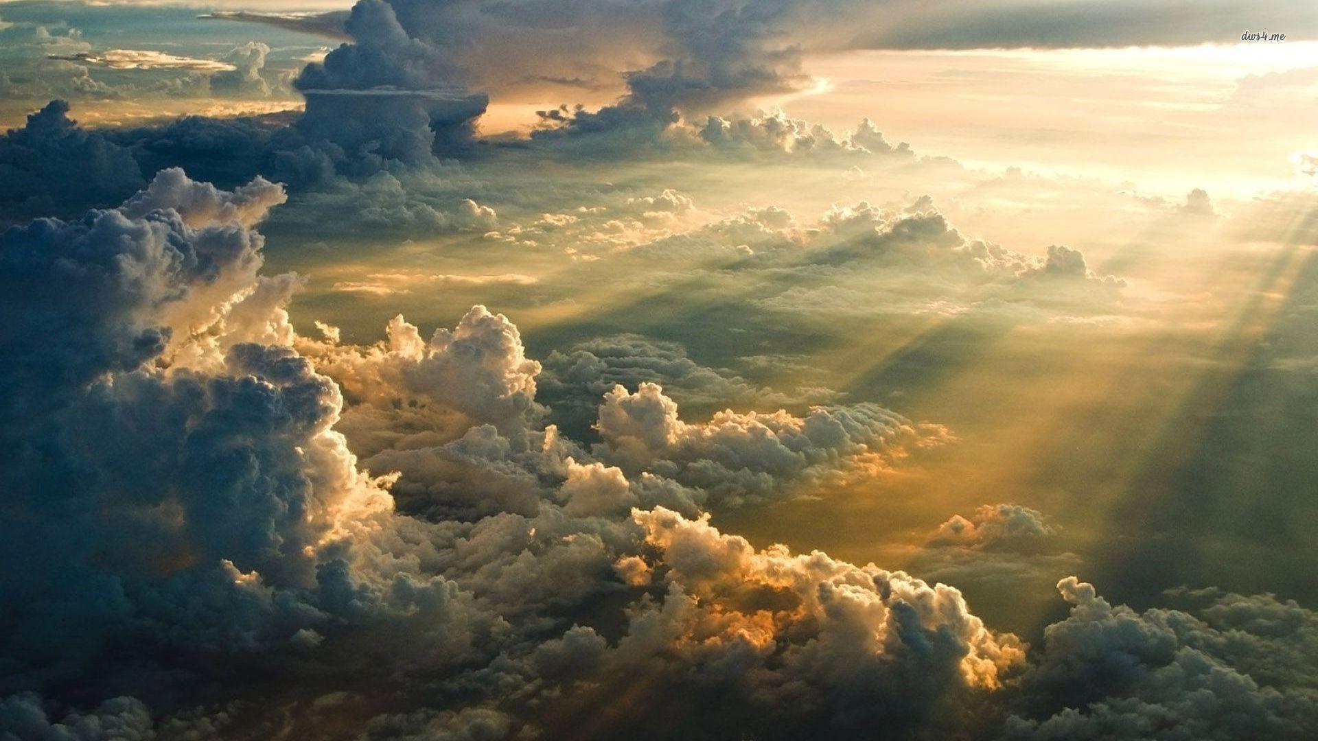 1920x1080 Hình nền hoàng hôn trên mây - Hình nền thiên nhiên