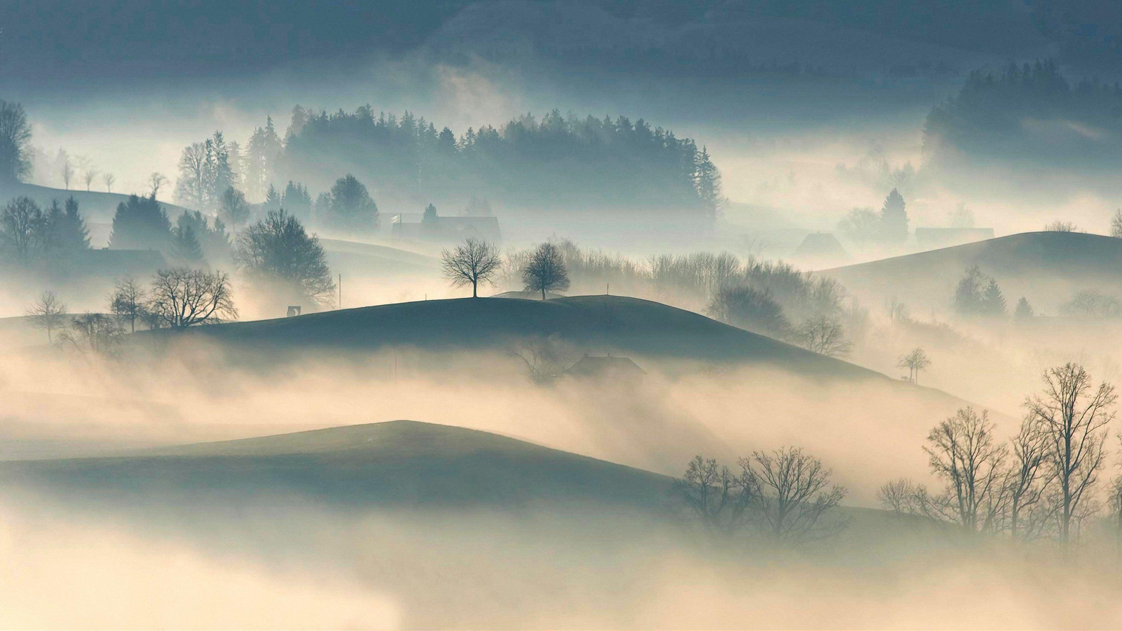 3840x2160 4K Foggy Landscape Wallpaper, HD Nature 4K Wallpaper