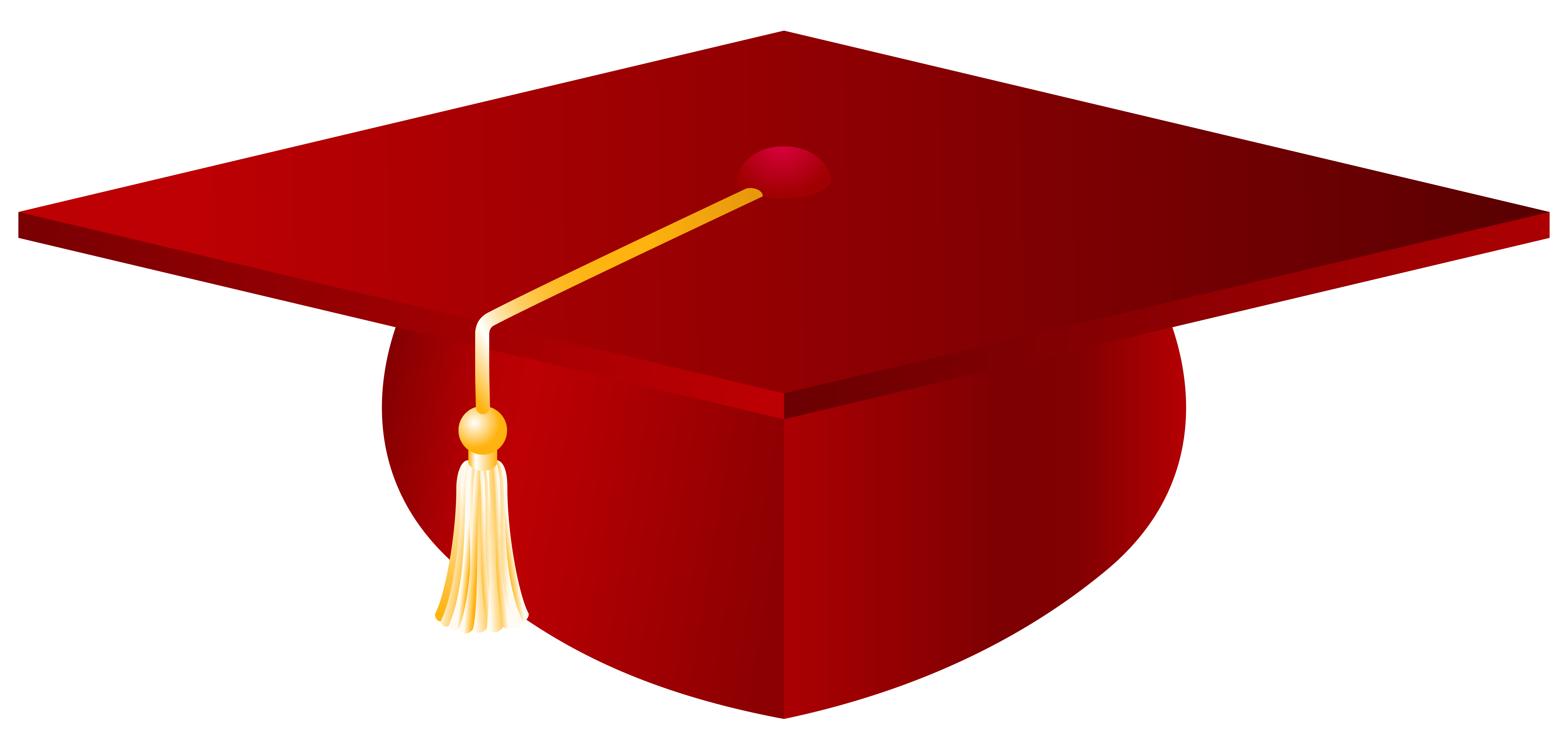 6144x2904 Red Graduation Cap PNG Vector Clipart Image