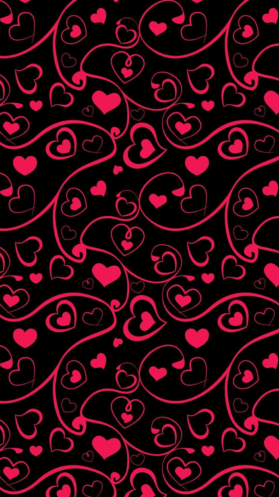 1080x1920 Black and Red Heart Wallpaper