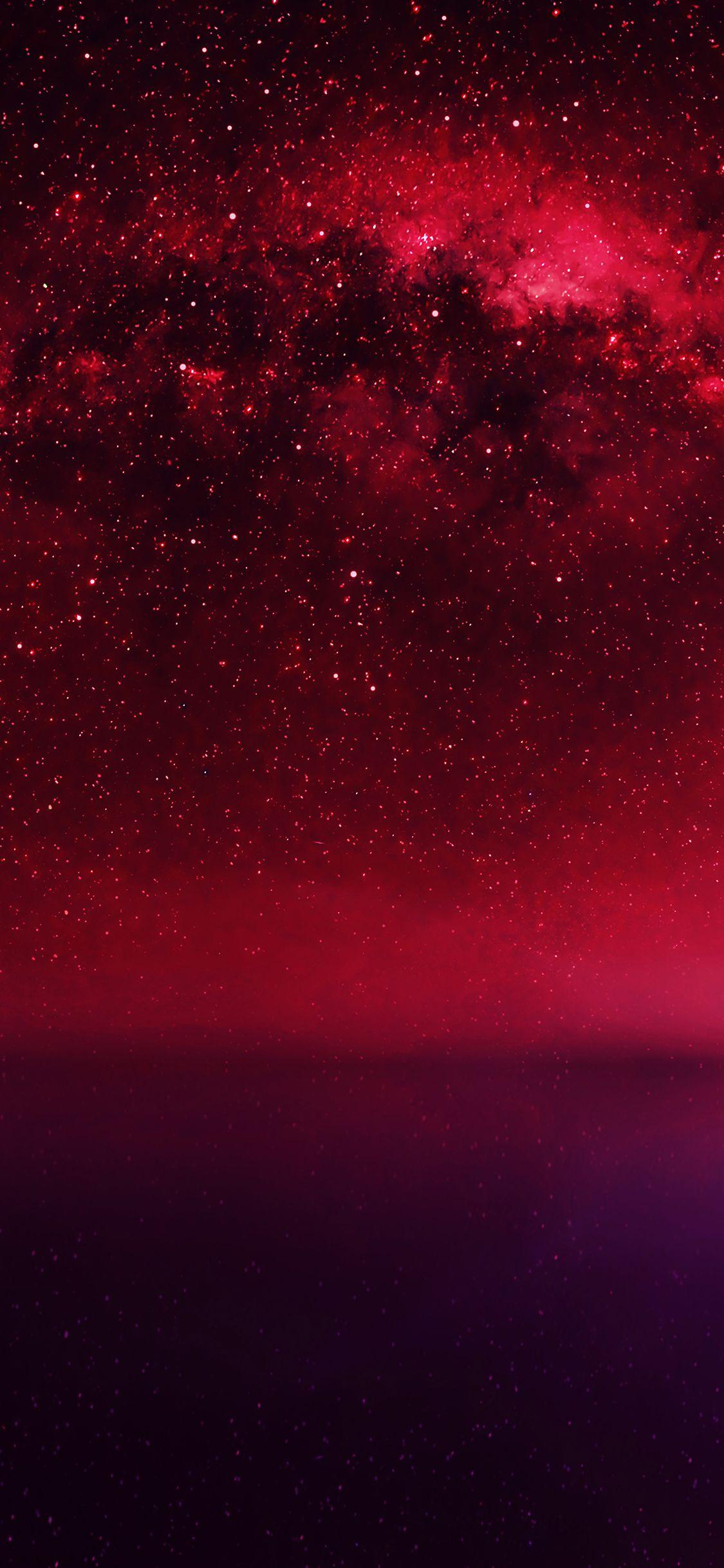 1125x2436 Vũ trụ Đêm đỏ Hồ sống Không gian đầy sao