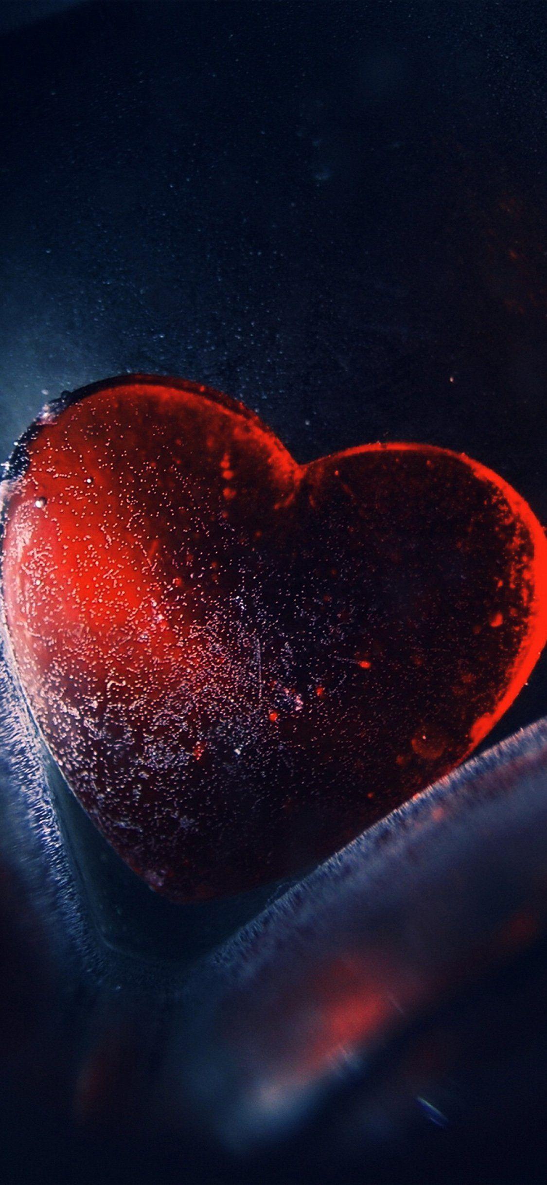 1125x2436 heart red love illustration art blue