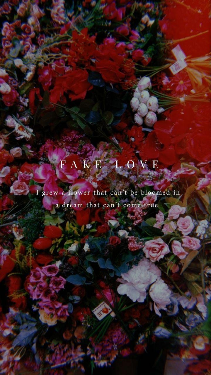 720x1280 BTS Fake Love lyrics wallpaper (red ver.)