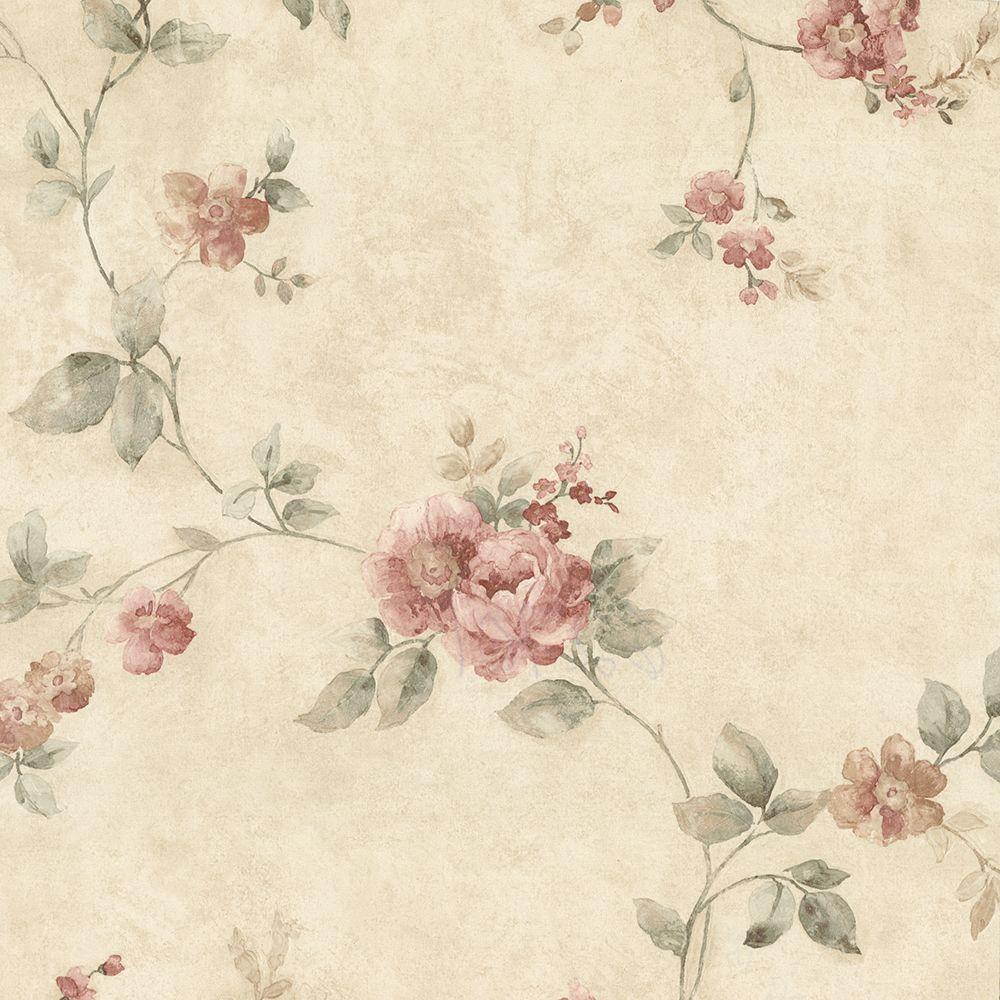 1000x1000 Mary Salmon Floral Vine Wallpaper Sample