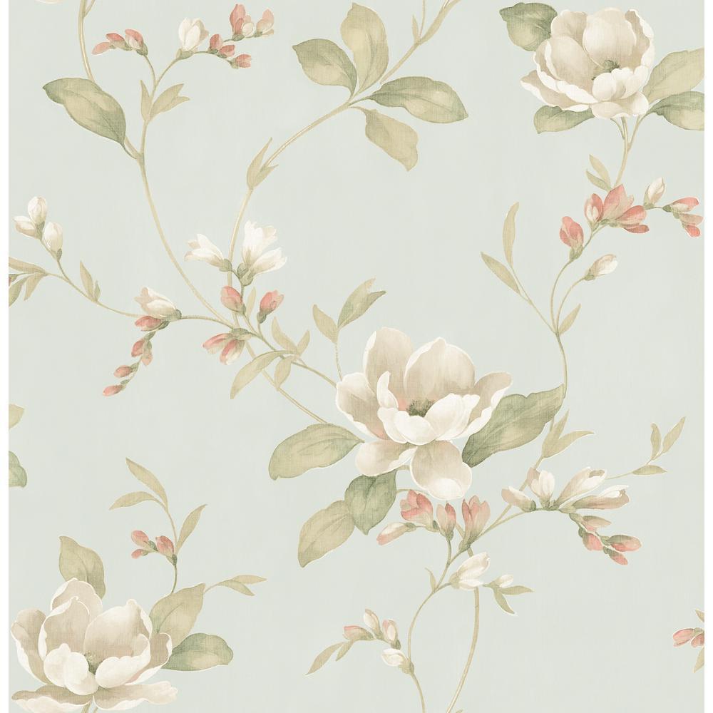 1000x1000 Caen Sage Floral Scroll Wallpaper Sample