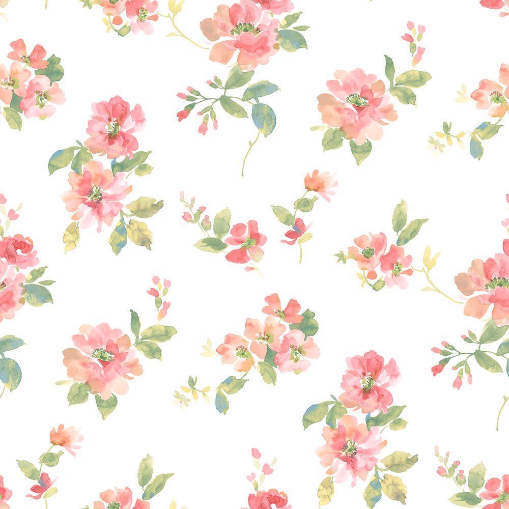 1000x1000 Captiva Peach Watercolor Floral Wallpaper